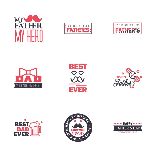 快乐的父亲第9天黑色和粉色字体设置 病媒的标志 让我们来取贺卡 T恤的设计 你是最好的爸爸 可编辑向量设计元素 — 图库矢量图片