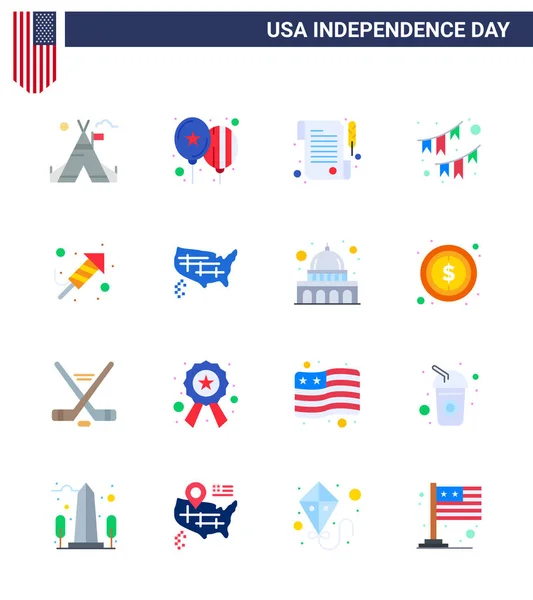 Stock Vector Icon Pack American Day Znaki Symbole Linii Dla — Wektor stockowy