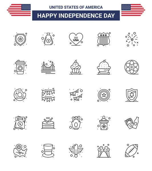 Creative Usa Icons Modern Independence Signs 4Th July Symbols American — Stock Vector