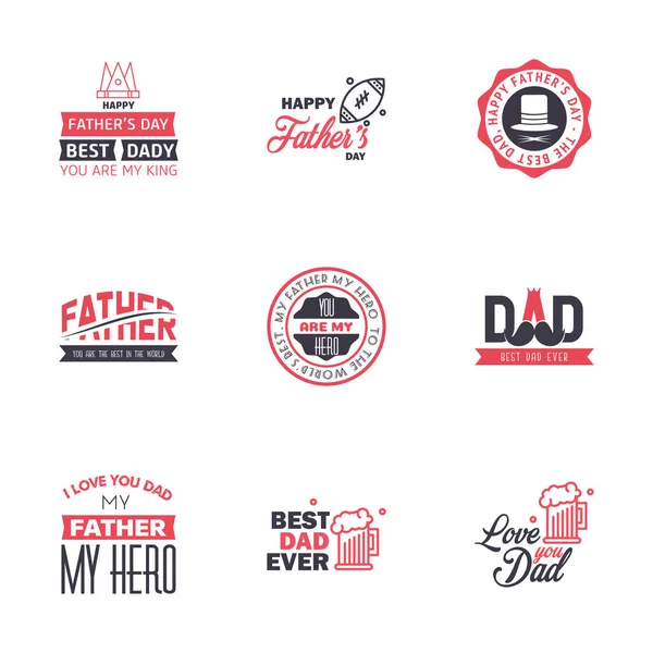 Happy Fathers Day Black Pink Vintage Retro Type Font Ilustrador — Vetor de Stock