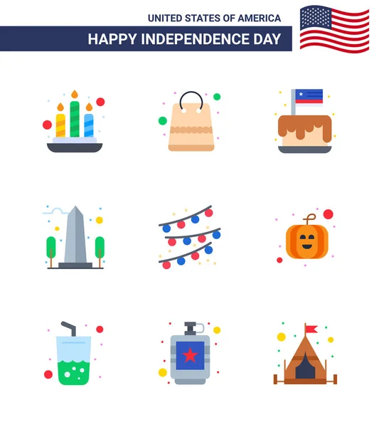 Flache Zeichen Für Den Unabhängigkeitstag Der Usa Ammern Usa Kuchen — Stockvektor