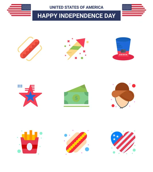 Ηπα Happy Independence Dayεικονόγραμμα Σετ Απλές Δίσκοι Του Χρήματος Ηπα — Διανυσματικό Αρχείο