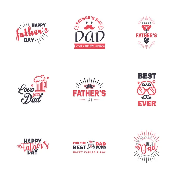 Happy Fathers Day Black Pink Vintage Retro Type Font Ilustrador —  Vetores de Stock