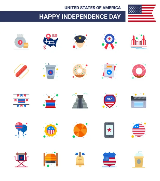 Juli Usa Happy Independence Day Icon Symbols Gruppe Von Modernen — Stockvektor