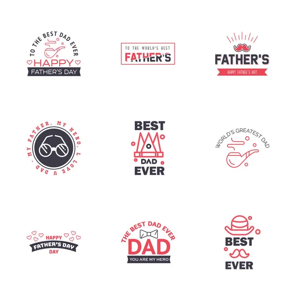 Negro Rosa Happy Fathers Day Design Collection Conjunto Doce Colores — Archivo Imágenes Vectoriales