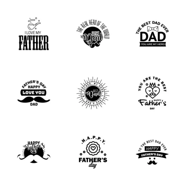 Happy Fathers Day Calligrafia Biglietto Auguri Black Typography Collection Illustrazione — Vettoriale Stock