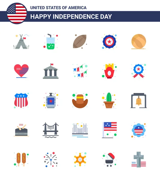 Big Pack Usa Happy Independence Day Usa Vector Mieszkania Edytowalne — Wektor stockowy