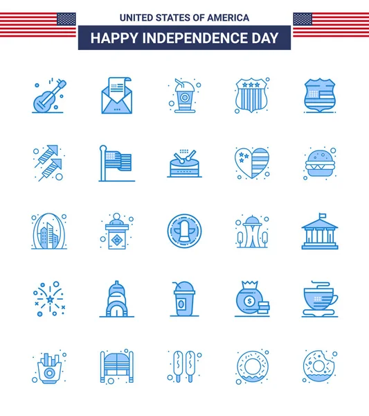 Stock Vector Icon Pack American Day Blue Signs Symbols Sign — Stock Vector