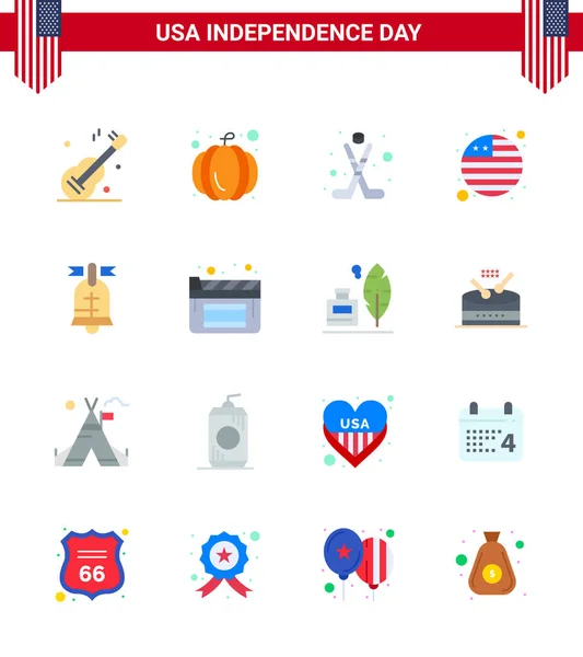 Usa Flat Signs Independence Day Celebration Symbols Usa Ring Hokey — 스톡 벡터