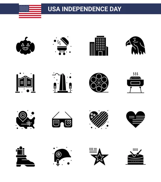 Stock Vector Icon Pack American Day Solid Glyph Signs Symbols — Stock Vector