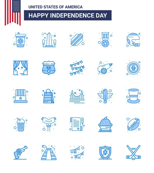 Usa Blue Signs Independence Day Celebration Symbols Helmet American American — Stock Vector