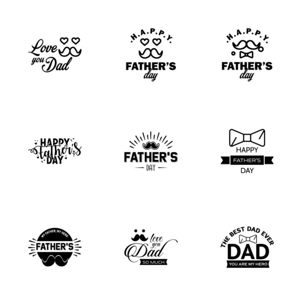 Happy Fathers Day Appreciation Vector Text Banner Black Background Posters — Stock Vector