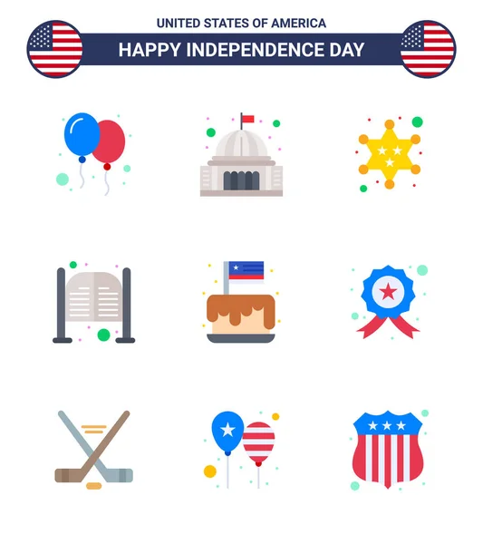 Usa Flat Signs Independence Day Celebration Symbole Des Eingangs Salon — Stockvektor