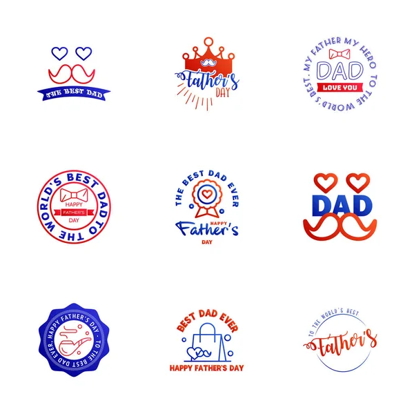 Dia Dos Pais Desgraçados Blue Red Holiday Hand Lettering Vector — Vetor de Stock