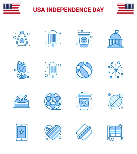 Blaue Zeichen Für Den Unabhängigkeitstag Der Usa Usa Usa Blume — Stockvektor
