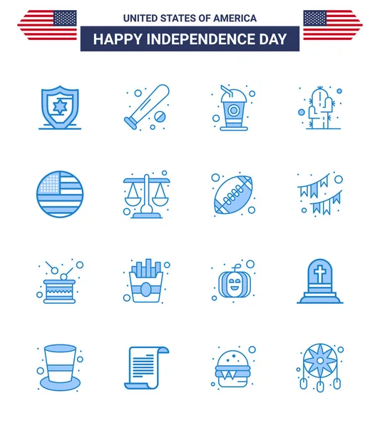 Happy Independence Day Pack Blues Signs Symbols Flag Desert Bottle — Stock Vector