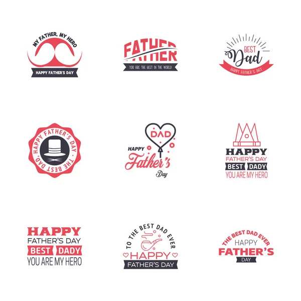 快乐的父亲第9天黑色和粉色字体设置 病媒的标志 让我们来取贺卡 T恤的设计 你是最好的爸爸 可编辑向量设计元素 — 图库矢量图片