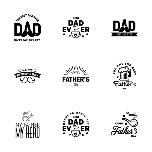 Happy Fathers Day Vector Hand Lettering Black Calligraphy Illustration Greeting — Stock Vector