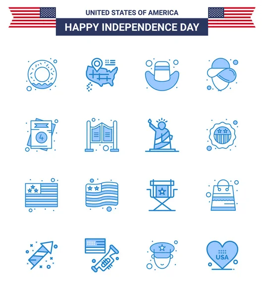 Usa Blue Pack Independence Day Zeichen Und Symbole Des Haushalts — Stockvektor