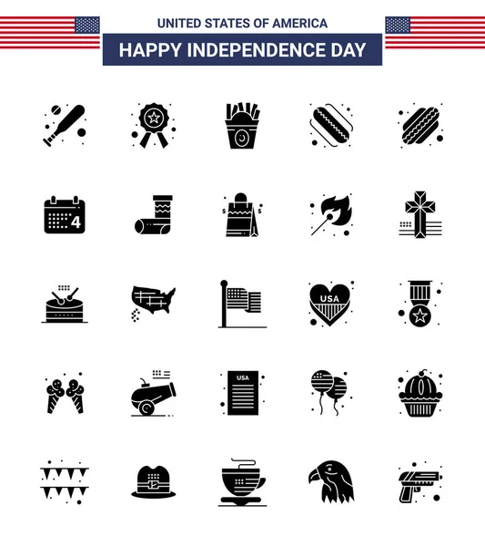 Happy Independence Day Usa Pack Creative Solid Glyph American Day — Stockový vektor