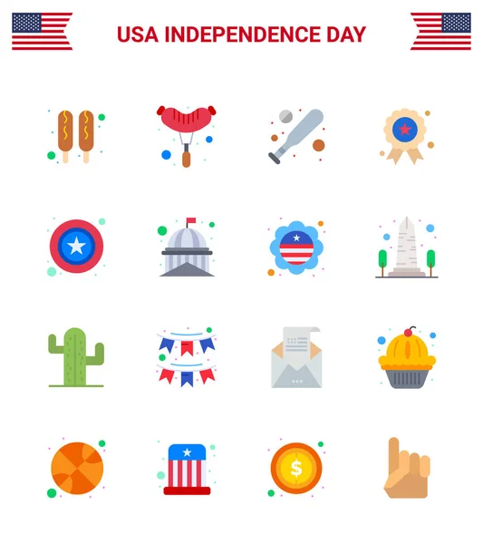 Happy Independence Day Usa Confezione Appartamenti Creativi Costruzione Stella Hardball — Vettoriale Stock