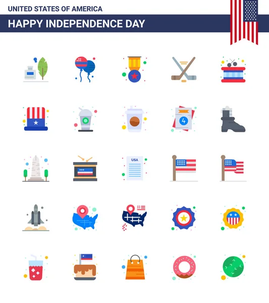 Stock Vector Icon Pack American Day Flache Zeichen Und Symbole — Stockvektor