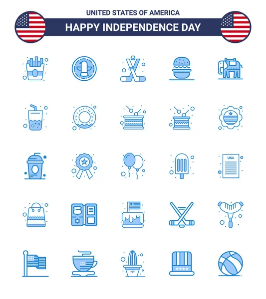 Blue Pack Usa Independence Day Σύμβολα Της Αμερικής Ηπα Χόκεϊ — Διανυσματικό Αρχείο