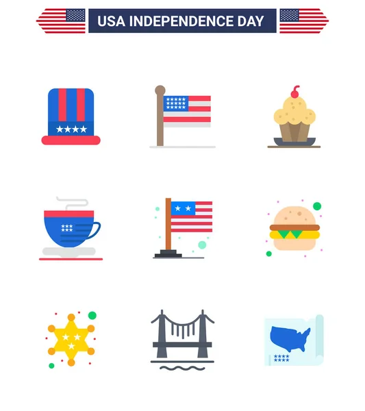 Confezione Segni Celebrazione Dell Indipendenza Usa Luglio Simboli Come Bandiera — Vettoriale Stock