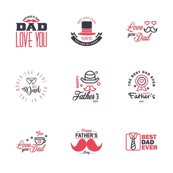 Love You Papa Card Design Happy Fathers Day Typography Collection — Archivo Imágenes Vectoriales