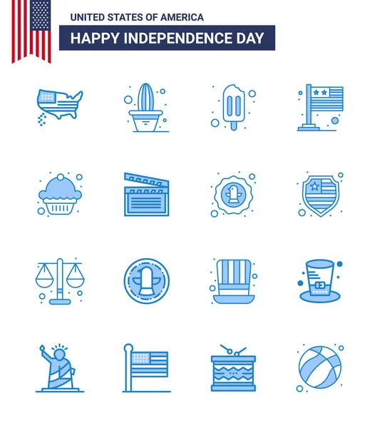 Packung Mit Usa Independence Day Celebration Blues Signs Und Juli — Stockvektor