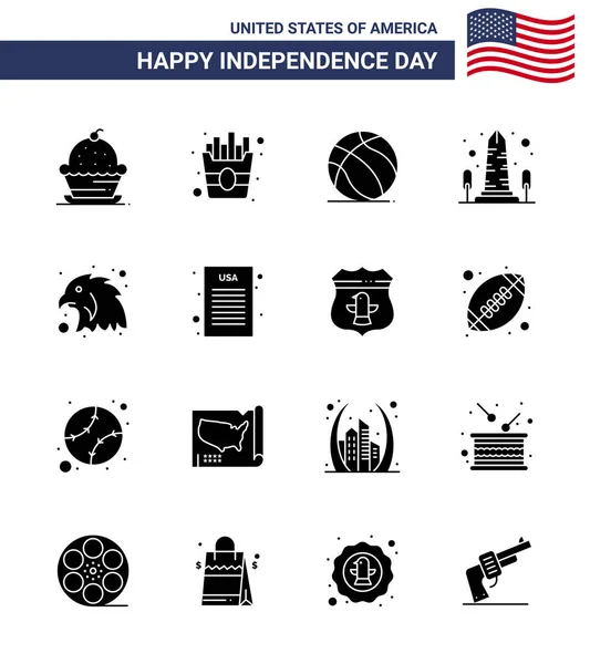 Stock Vector Icon Pack American Day Solid Glyph Signs Symbols — Stock Vector