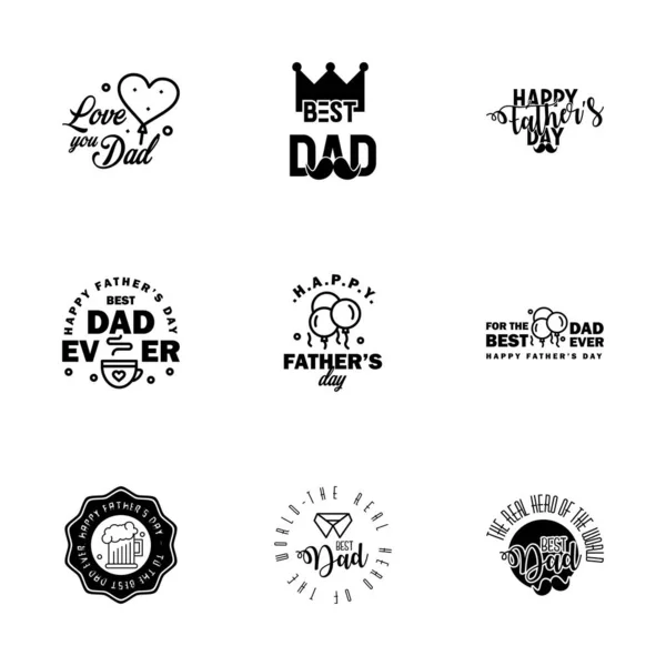 Happy Fathers Day Calligrafia Biglietto Auguri Black Typography Collection Illustrazione — Vettoriale Stock