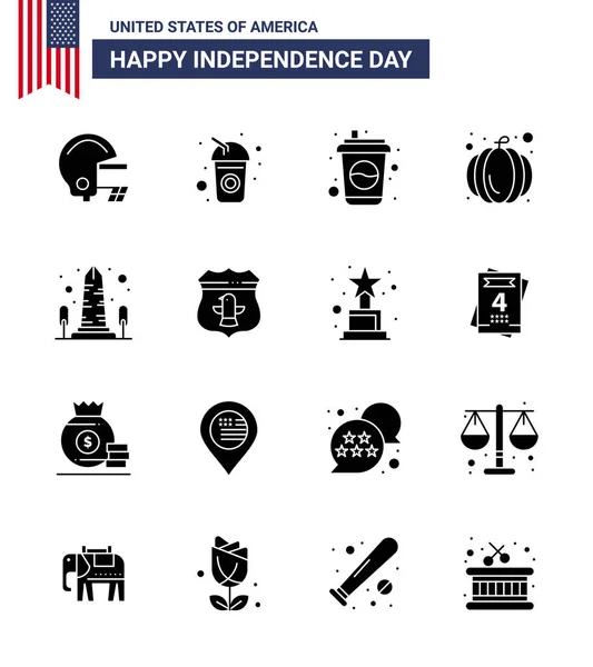 4Th July Usa Happy Independence Day Icon Symbols Group Modern — Stock Vector