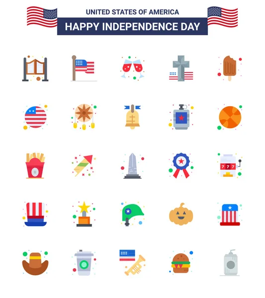 Creative Usa Icons Modern Independence Signs 4Th July Symbols Ice — 스톡 벡터