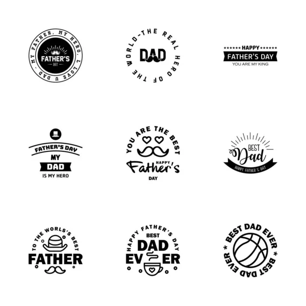 Black Happy Fathers Day Design Collection Ein Set Von Zwölf — Stockvektor