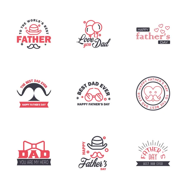 Happy Fathers Day Kalligraphie Grußkarte Black Pink Typography Collection Vektorillustration — Stockvektor