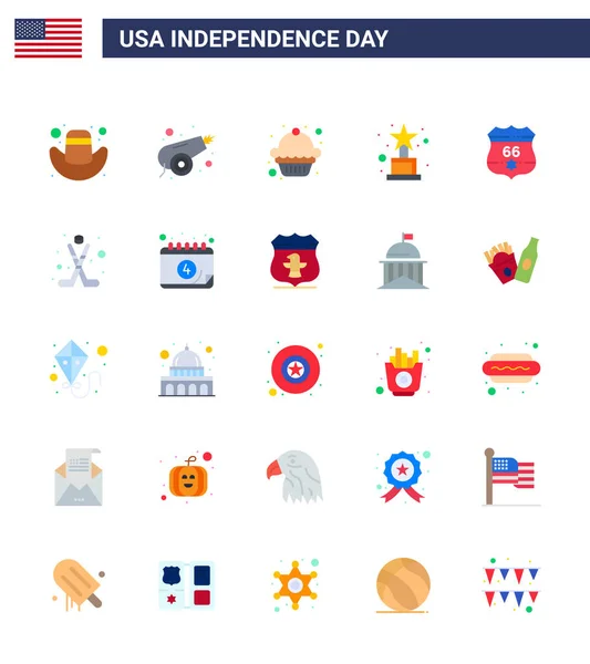 Happy Independence Day Flats Icon Pack Web Print American Usa — Vettoriale Stock