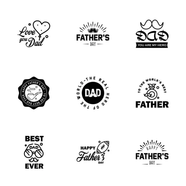 Счастливого Дня Отца Черная Буква Счастливых Отцов Векторный Дизайн — стоковый вектор