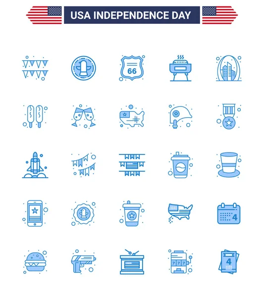 Creative Usa Icons Modern Independence Signs 4Th July Symbols Gate — Stock Vector