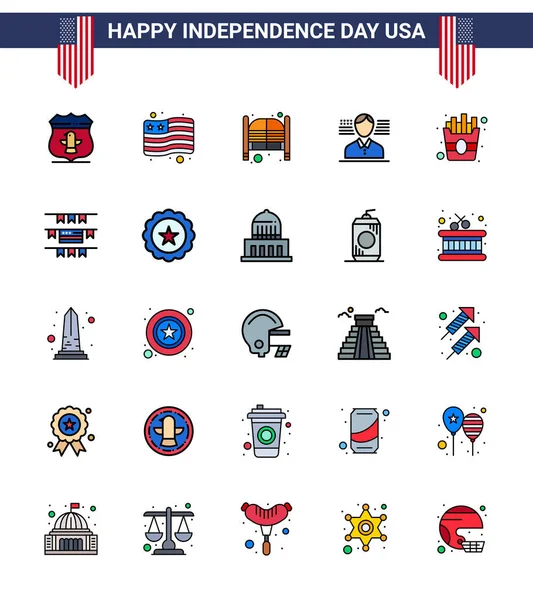 Creative Usa Icons Modern Independence Signs 4Th July Symbols Fries — 스톡 벡터
