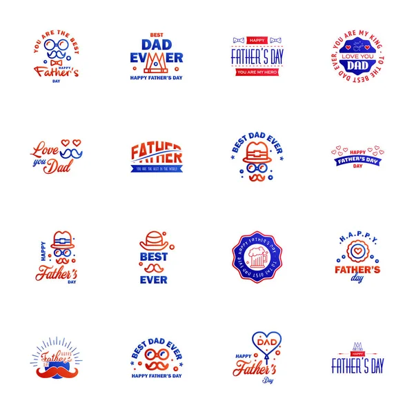 Dia Dos Pais Desgraçados Blue Red Holiday Hand Lettering Vector — Vetor de Stock