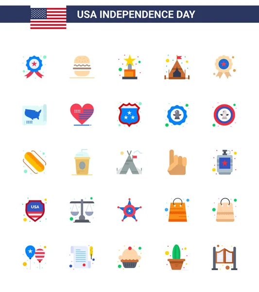 Usa Flat Pack Independence Day Zeichen Und Symbole Der Medaille — Stockvektor