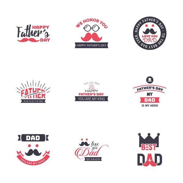 Black Pink Happy Fathers Day Design Collection Een Set Van — Stockvector