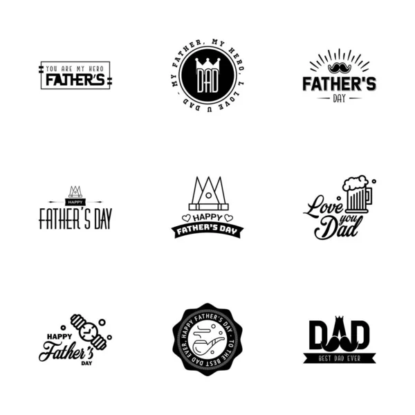 Mutlu Babalar Günü Black Seti Vektör Tipografisi Babalar Günü Tebrik — Stok Vektör