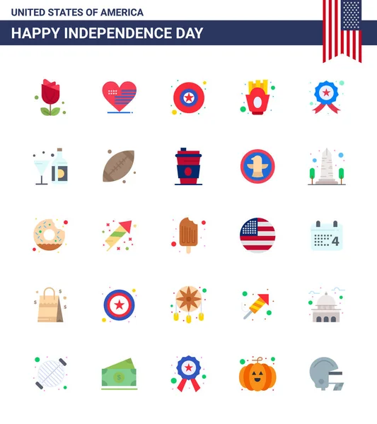 Usa Flache Zeichen Unabhängigkeitstag Feier Symbole Des Sterns Abzeichen Abzeichen — Stockvektor