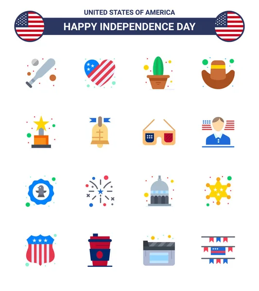 Stock Icône Vectorielle Pack American Day Signes Ligne Symboles Pour — Image vectorielle