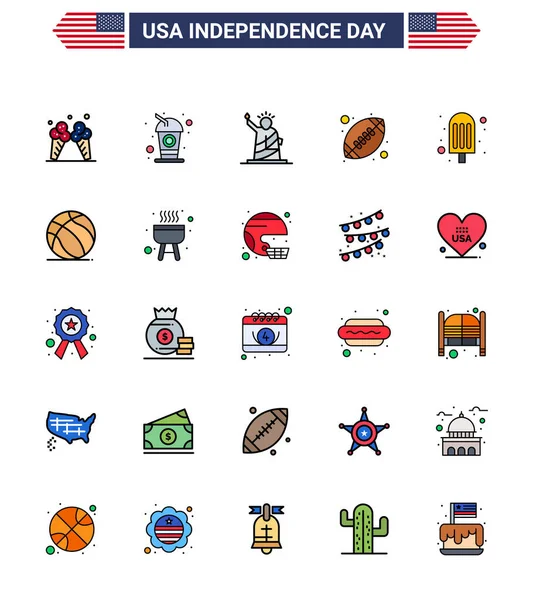 Usa Day Icons American Symbols Independence Day Signs Cream Sports — 스톡 벡터