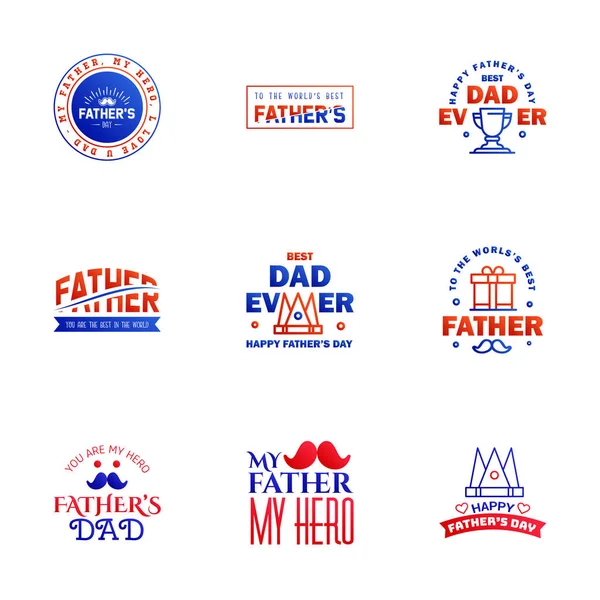 Happy Fathers Day Blue Red Text Design Vector Calligraphy Typography — Stock Vector