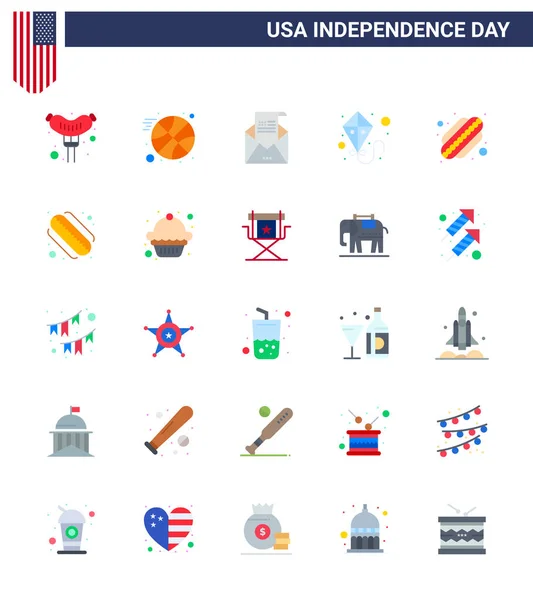 Big Pack Usa Happy Independence Day Usa Vector Flats Symboles — Image vectorielle