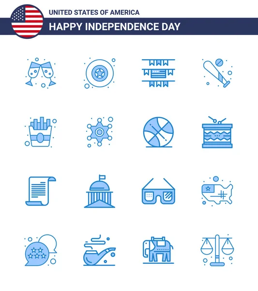 Set Usa Day Icons American Symbols Independence Day Signs Men — Stock Vector